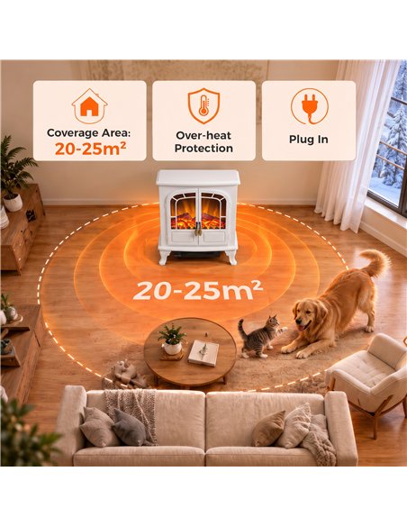 HOMCOM Freestanding Electric Fireplace Stove Heater with LED Fire Flame Effect White - pic 206771 | FastDaddyshop