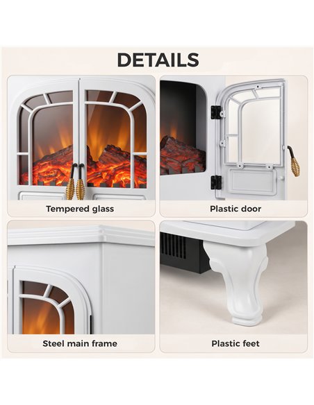 HOMCOM Freestanding Electric Fireplace Stove Heater with LED Fire Flame Effect White - pic 206772 | FastDaddyshop
