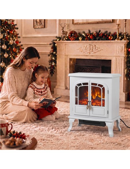 HOMCOM Freestanding Electric Fireplace Stove Heater with LED Fire Flame Effect White - pic 206773 | FastDaddyshop