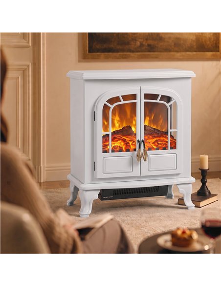 HOMCOM Freestanding Electric Fireplace Stove Heater with LED Fire Flame Effect White - pic 206774 | FastDaddyshop