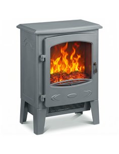 HOMCOM Electric Fireplace, Freestanding Electric Fire with Realistic Flame Effect, Log Burner, 1000W/ 2000W, Grey