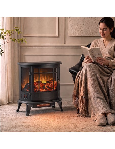 HOMCOM Electric Fireplace Stove, Freestanding Electric Fire Heater with Realistic LED Flame, 2000W, Black - pic 206785 | FastDaddyshop