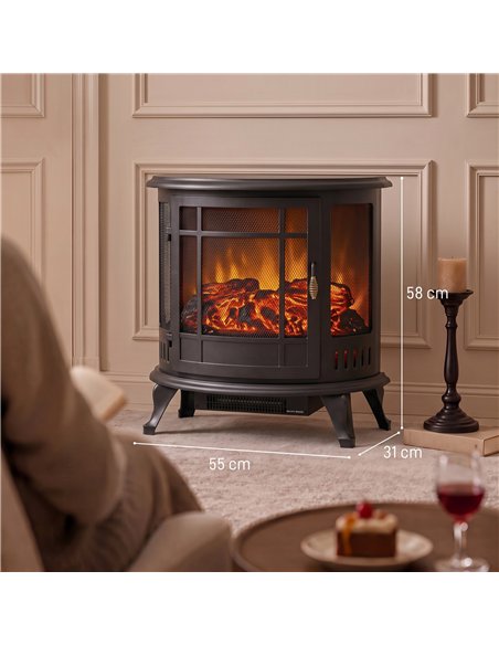 HOMCOM Electric Fireplace Stove, Freestanding Electric Fire Heater with Realistic LED Flame, 2000W, Black - pic 206786 | FastDaddyshop