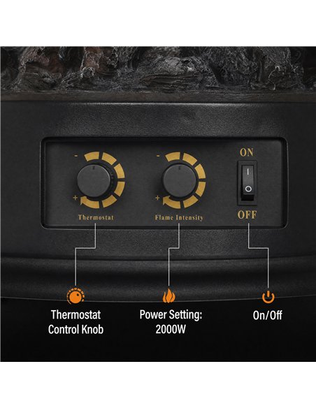 HOMCOM Electric Fireplace Stove, Freestanding Electric Fire Heater with Realistic LED Flame, 2000W, Black - pic 206788 | FastDaddyshop