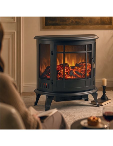 HOMCOM Electric Fireplace Stove, Freestanding Electric Fire Heater with Realistic LED Flame, 2000W, Black - pic 206792 | FastDaddyshop