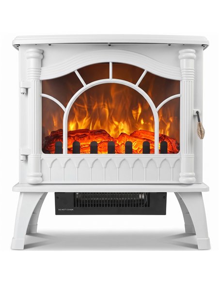 HOMCOM 3-Sided Glass Electric Fire Fan Heater, Electric Fireplace Stove Freestanding Log Burner with Flame Effect, White - pic 206793 | FastDaddyshop