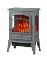 HOMCOM Electric Fireplace Stove, 1000/2000W 3-Sided Freestanding Fireplace Heater with 3D Flame Log, Thermostat, Grey