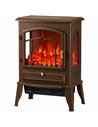 HOMCOM Electric Fireplace Stove, 1000/2000W 3-Sided Freestanding Fireplace Heater with 3D Flame Log, Thermostat, Brown
