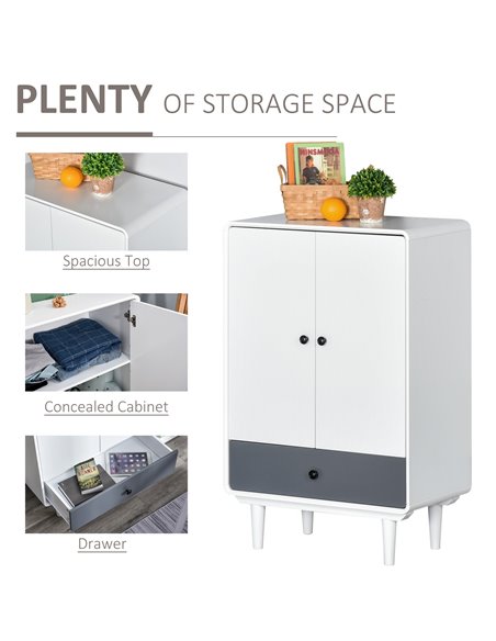 HOMCOM Modern Cabinet, Storage Organizer with Doors and Drawer, White and Grey - pic 20683 | FastDaddyshop