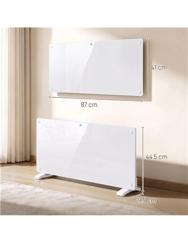 HOMCOM Smart Panel Heater Wall Mounted Freestanding, Electric Heater with Weekly Timer, Open Window & Anti-Frost, 2000W, White