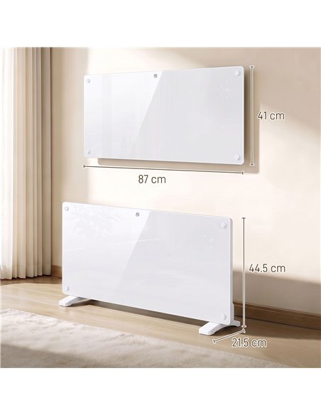 HOMCOM Smart Panel Heater Wall Mounted Freestanding, Electric Heater with Weekly Timer, Open Window & Anti-Frost, 2000W, White - pic 206831 | FastDaddyshop