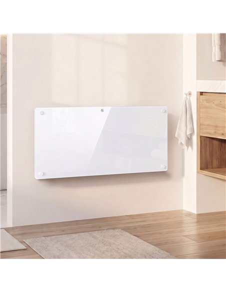 HOMCOM Smart Panel Heater Wall Mounted Freestanding, Electric Heater with Weekly Timer, Open Window & Anti-Frost, 2000W, White - pic 206836 | FastDaddyshop
