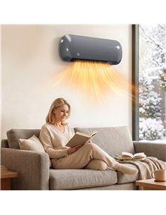 HOMCOM 2000W Ceramic Electric Heater with Fan, Adjustable Thermostat, Wall Mounted - Grey 2