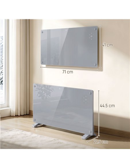 HOMCOM 1500W Smart Panel Heater Wall Mounted & Freestanding, Electric Heater with Weekly Timer, Open Window & Anti-Frost, Grey - pic 206849 | FastDaddyshop