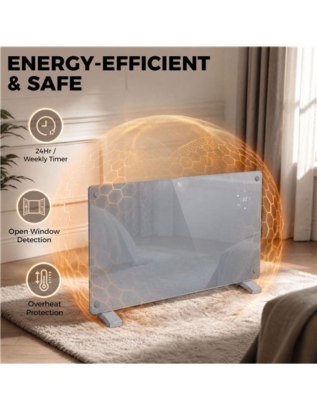 HOMCOM 1500W Smart Panel Heater Wall Mounted & Freestanding, Electric Heater with Weekly Timer, Open Window & Anti-Frost, Grey - pic 206852 | FastDaddyshop
