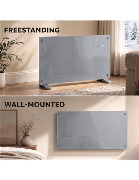 HOMCOM 1500W Smart Panel Heater Wall Mounted & Freestanding, Electric Heater with Weekly Timer, Open Window & Anti-Frost, Grey - pic 206853 | FastDaddyshop