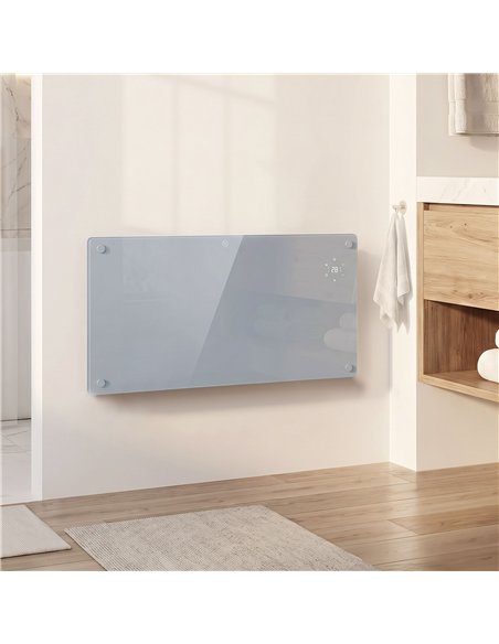 HOMCOM 1500W Smart Panel Heater Wall Mounted & Freestanding, Electric Heater with Weekly Timer, Open Window & Anti-Frost, Grey - pic 206854 | FastDaddyshop
