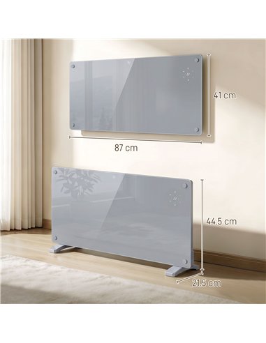 HOMCOM 2000W Smart Panel Heater Wall Mounted & Freestanding, Electric Heater with Weekly Timer, Open Window & Anti-Frost, Grey