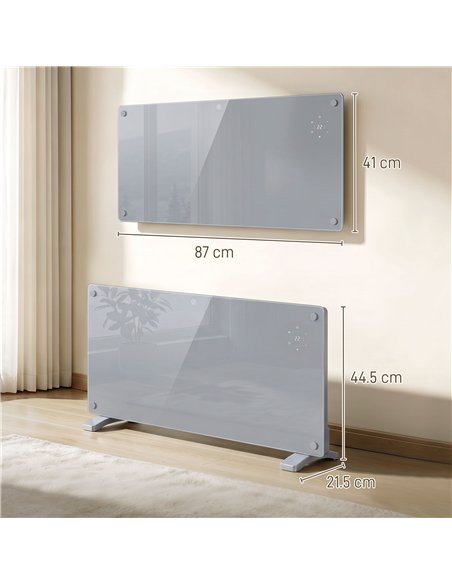 HOMCOM 2000W Smart Panel Heater Wall Mounted & Freestanding, Electric Heater with Weekly Timer, Open Window & Anti-Frost, Grey - pic 206867 | FastDaddyshop