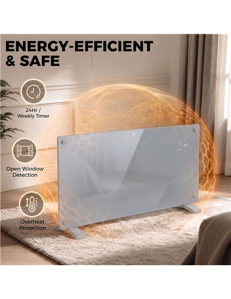 HOMCOM 2000W Smart Panel Heater Wall Mounted & Freestanding, Electric Heater with Weekly Timer, Open Window & Anti-Frost, Grey - pic 206870 | FastDaddyshop