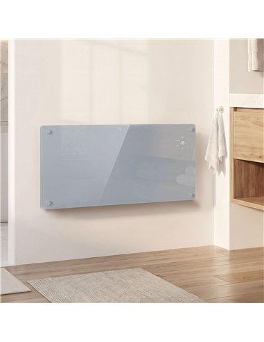 HOMCOM 2000W Smart Panel Heater Wall Mounted & Freestanding, Electric Heater with Weekly Timer, Open Window & Anti-Frost, Grey