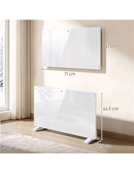 HOMCOM 1500W Smart Panel Heater Wall Mounted & Freestanding, Electric Heater with Weekly Timer, Open Window & Anti-Frost, White - pic 206876 | FastDaddyshop