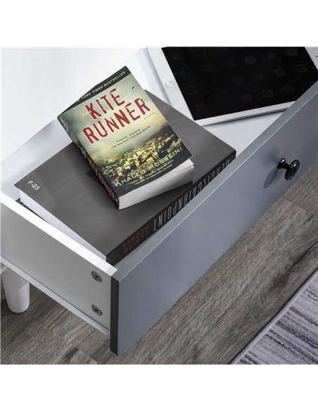HOMCOM Modern Cabinet, Storage Organizer with Doors and Drawer, White and Grey - pic 20688 | FastDaddyshop
