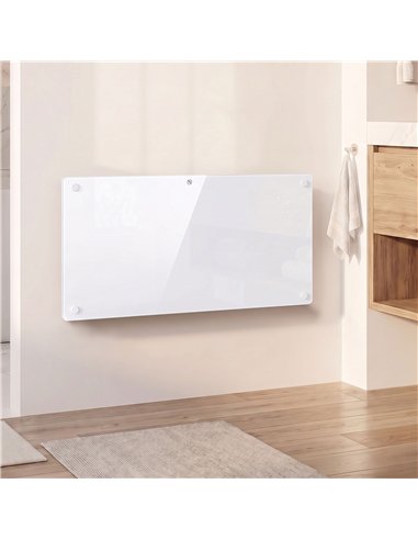 HOMCOM 1500W Smart Panel Heater Wall Mounted & Freestanding, Electric Heater with Weekly Timer, Open Window & Anti-Frost, White
