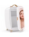 HOMCOM Skincare Refrigerator, 6L Mini Cosmetic Fridge with LED Mirror, Cooling Function for Bedroom, Skincare, Office, White