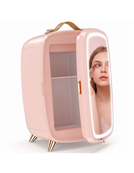 HOMCOM Skincare Refrigerator, 6L Mini Cosmetic Fridge with LED Mirror, Cooling Function for Bedroom, Skincare, Office, Pink - pic 206910 | FastDaddyshop