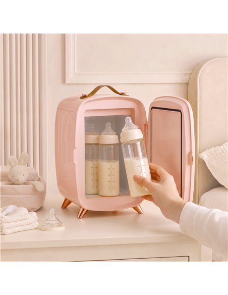 HOMCOM Skincare Refrigerator, 6L Mini Cosmetic Fridge with LED Mirror, Cooling Function for Bedroom, Skincare, Office, Pink - pic 206917 | FastDaddyshop