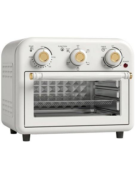 HOMCOM Air Fryer Toaster Oven, Convection Countertop Oven, with Adjustable Temperature and Timer, 12 L, Cream White - pic 206919 | FastDaddyshop