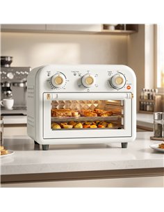 HOMCOM Air Fryer Toaster Oven, Convection Countertop Oven, with Adjustable Temperature and Timer, 12 L, Cream White 2