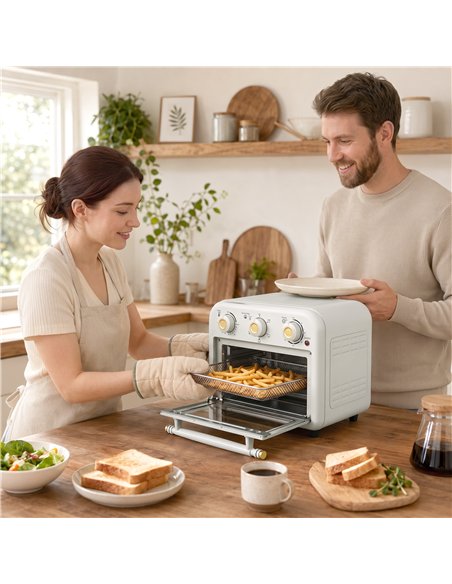 HOMCOM Air Fryer Toaster Oven, Convection Countertop Oven, with Adjustable Temperature and Timer, 12 L, Cream White - pic 206926 | FastDaddyshop