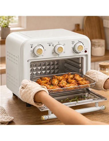 HOMCOM Air Fryer Toaster Oven, Convection Countertop Oven, with Adjustable Temperature and Timer, 12 L, Cream White