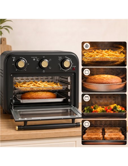 HOMCOM Air Fryer Toaster Oven, Convection Countertop Oven, with Adjustable Temperature and Timer, 12 L, Black - pic 206932 | FastDaddyshop