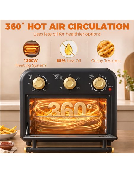 HOMCOM Air Fryer Toaster Oven, Convection Countertop Oven, with Adjustable Temperature and Timer, 12 L, Black - pic 206934 | FastDaddyshop