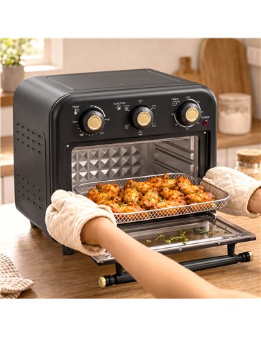 HOMCOM Air Fryer Toaster Oven, Convection Countertop Oven, with Adjustable Temperature and Timer, 12 L, Black