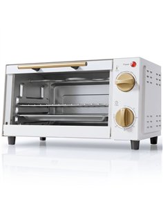 HOMCOM Mini Oven, 9L Countertop Electric Grill, Toaster Oven with Adjustable Temperature and Timer, 750W, White