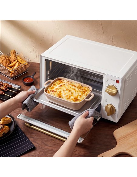 HOMCOM Mini Oven, 9L Countertop Electric Grill, Toaster Oven with Adjustable Temperature and Timer, 750W, White - pic 206938 | FastDaddyshop