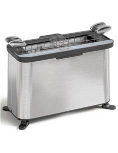 HOMCOM 3-in-1 Electric Mini Oven, Long Slot Toaster and Tabletop Grill, with LED Display, 60 Min Timer, Stainless Steel, 1700W