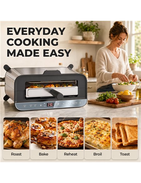 HOMCOM 3-in-1 Electric Mini Oven, Long Slot Toaster and Tabletop Grill, with LED Display, 60 Min Timer, Stainless Steel, 1700W - pic 206952 | FastDaddyshop