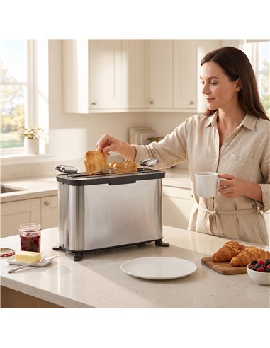 HOMCOM 3-in-1 Electric Mini Oven, Long Slot Toaster and Tabletop Grill, with LED Display, 60 Min Timer, Stainless Steel, 1700W