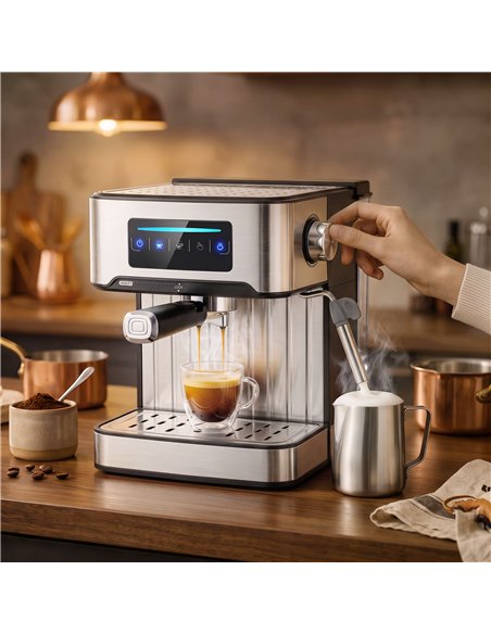 HOMCOM Espresso Machine, 20-Bar Cappuccino Coffee Maker with Frother Wand, 1.6L Tank, Single/Double/Manual Shot, LED Touch - pic 206956 | FastDaddyshop