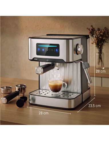 HOMCOM Espresso Machine, 20-Bar Cappuccino Coffee Maker with Frother Wand, 1.6L Tank, Single/Double/Manual Shot, LED Touch