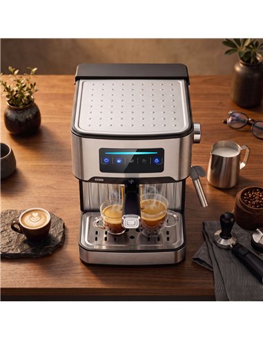 HOMCOM Espresso Machine, 20-Bar Cappuccino Coffee Maker with Frother Wand, 1.6L Tank, Single/Double/Manual Shot, LED Touch