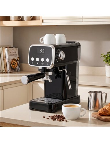 HOMCOM Espresso Machine, 20-Bar Cappuccino Coffee Maker with Frother Wand, 1.2 L Water Tank, Black