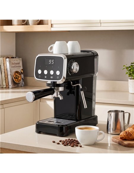HOMCOM Espresso Machine, 20-Bar Cappuccino Coffee Maker with Frother Wand, 1.2 L Water Tank, Black - pic 206965 | FastDaddyshop
