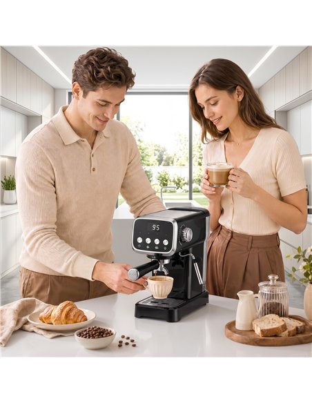 HOMCOM Espresso Machine, 20-Bar Cappuccino Coffee Maker with Frother Wand, 1.2 L Water Tank, Black - pic 206971 | FastDaddyshop