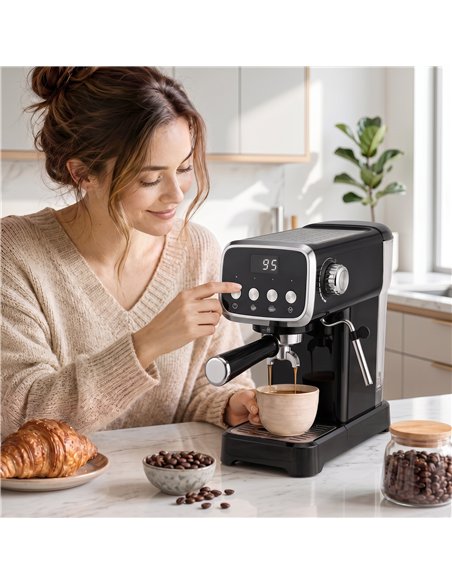 HOMCOM Espresso Machine, 20-Bar Cappuccino Coffee Maker with Frother Wand, 1.2 L Water Tank, Black - pic 206972 | FastDaddyshop